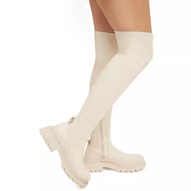 Cream over best sale the knee boots