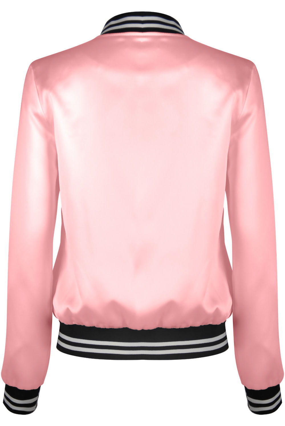 Pink Stripe Collar Bomber Jacket