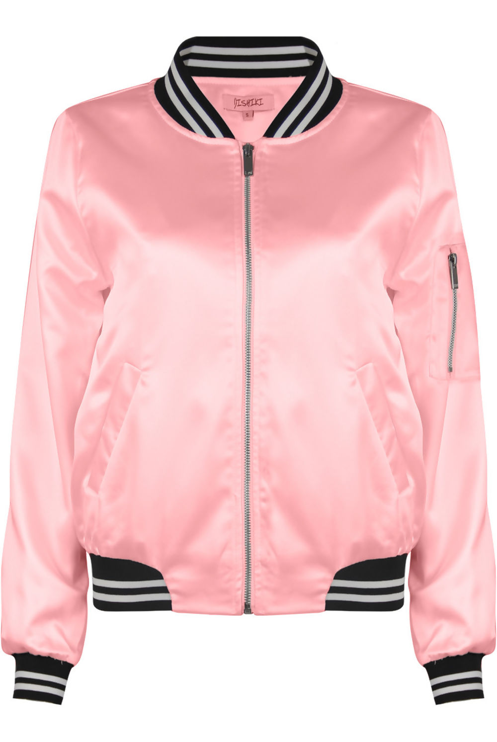 Pink Stripe Collar Bomber Jacket