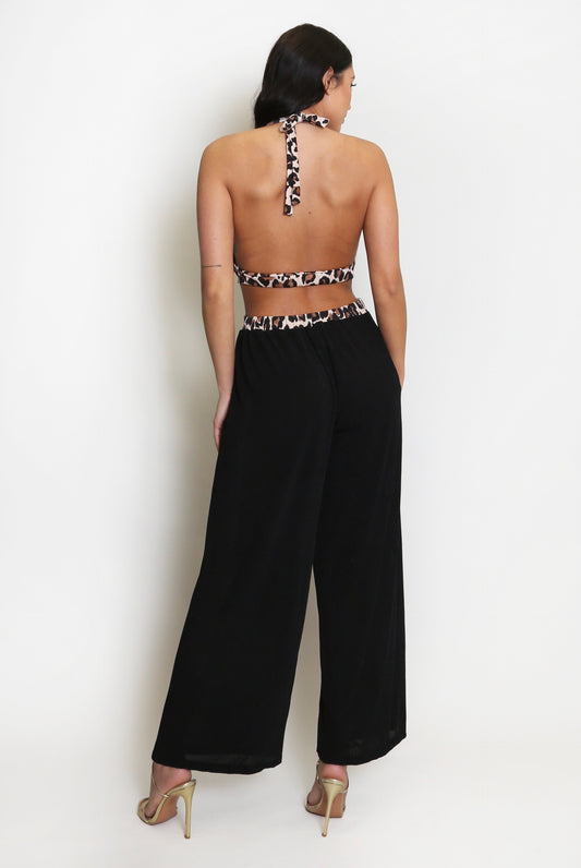 Printed Cut Out Halter Neck Jumpsuit