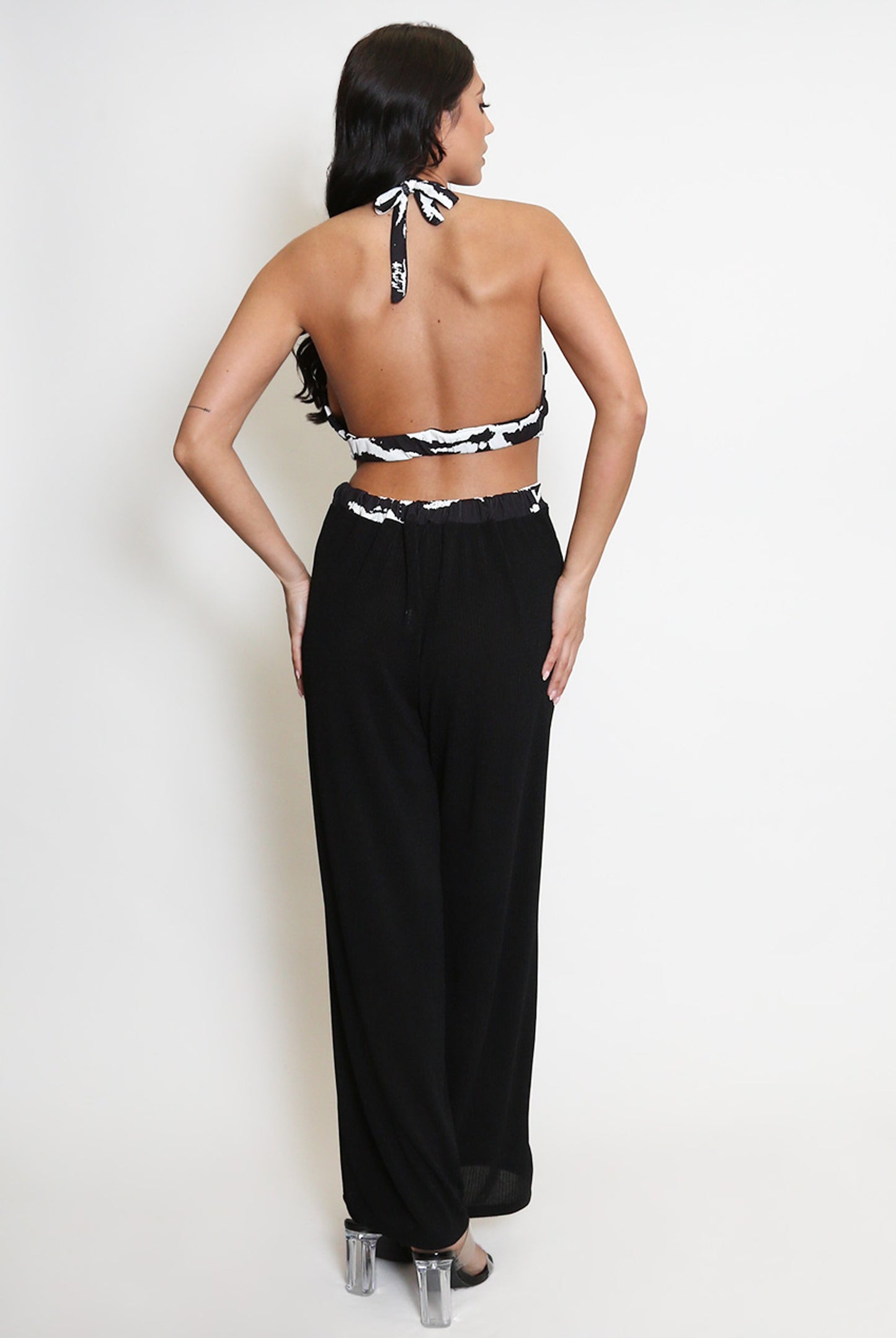 Printed Cut Out Halter Neck Jumpsuit