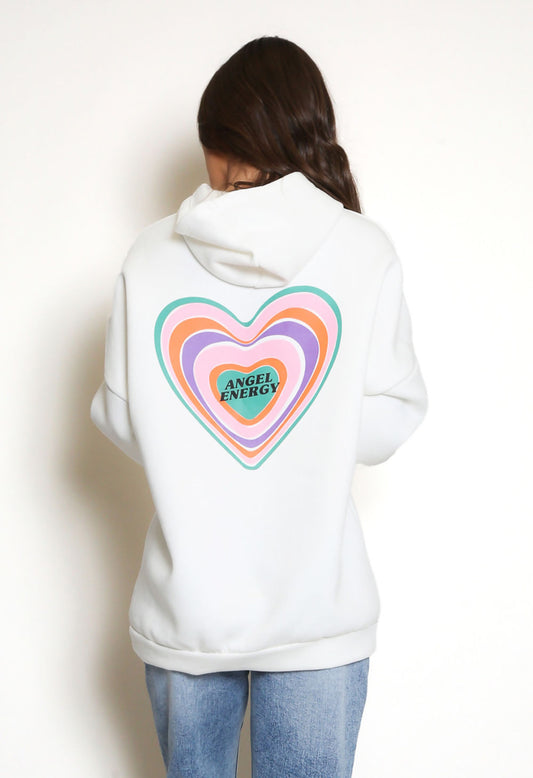 "Angel Energy" Heart Print Hoodie