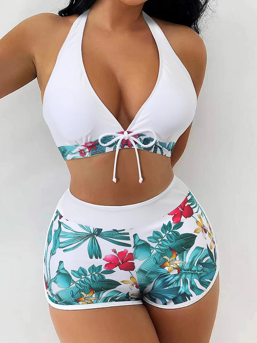 High Waist Swimming Shorts With Bikini Top