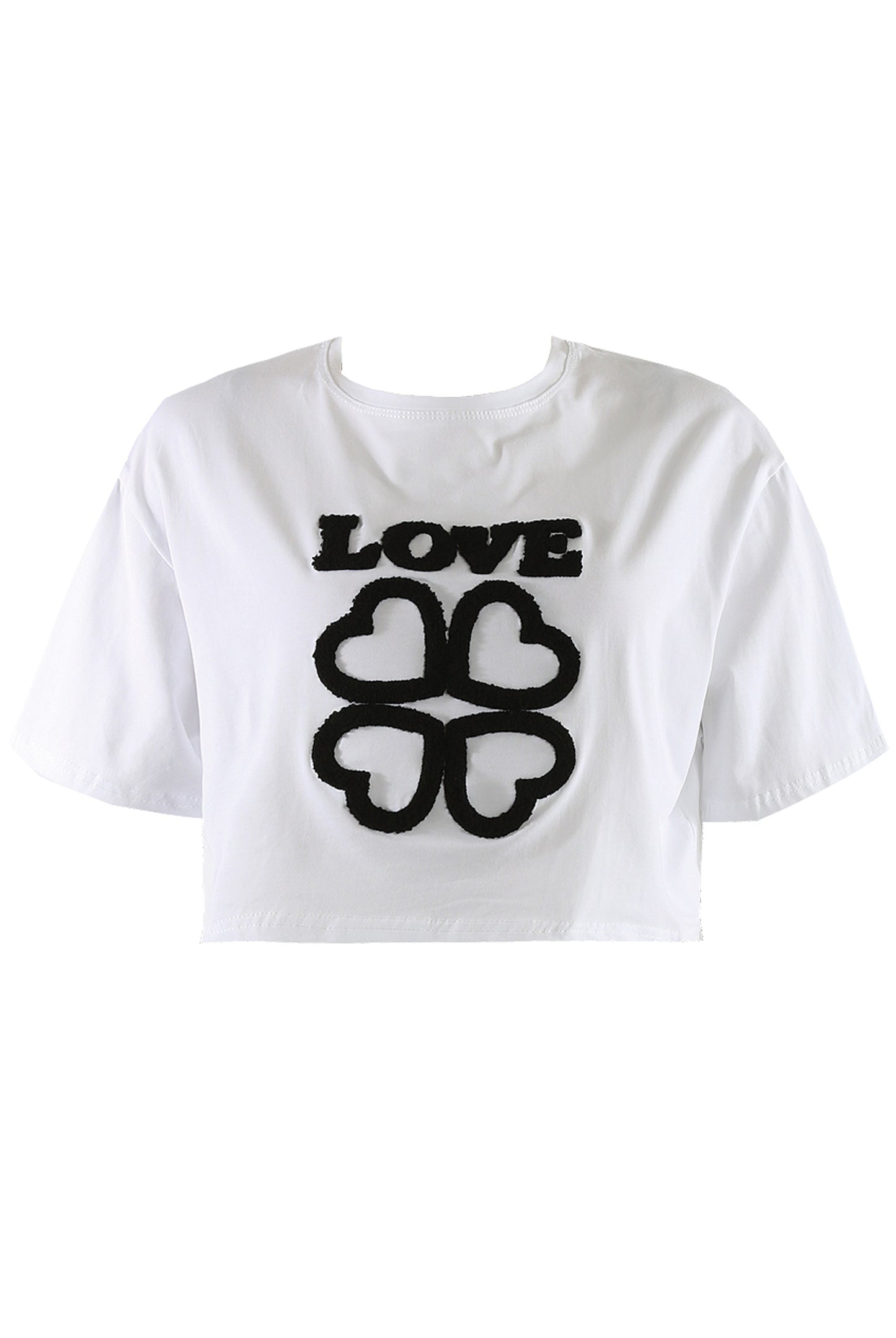 Embroidered Love Slogan Crop T-Shirt