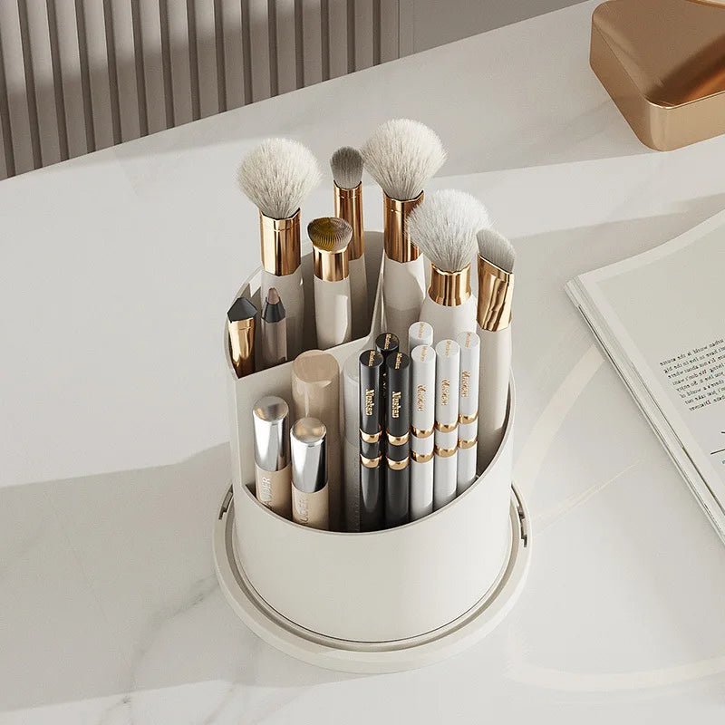 Rotating Makeup And Brush Holder With Lid