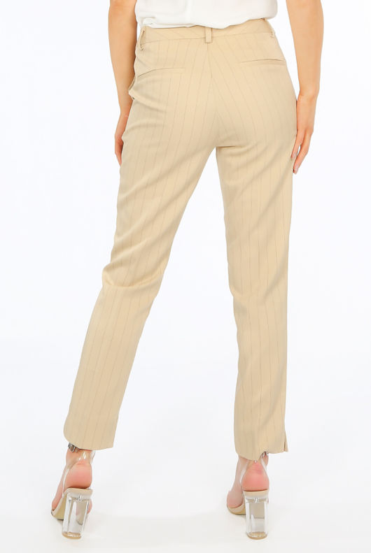 Tailored Pinstripe Beige Trousers