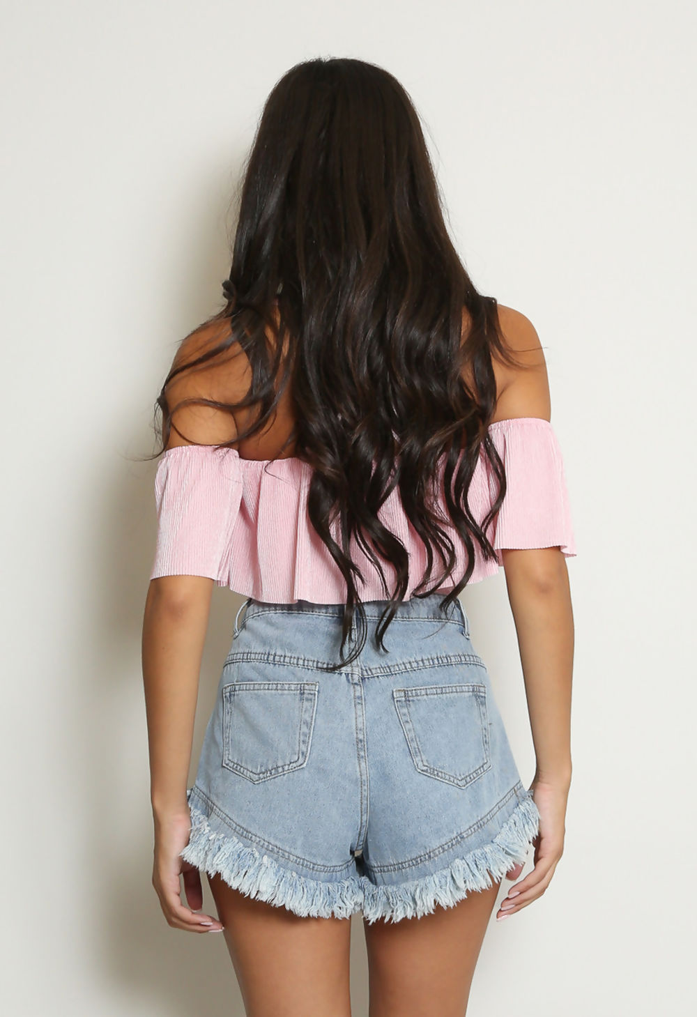 Rose Ribbed Off Shoulder Bodysuit