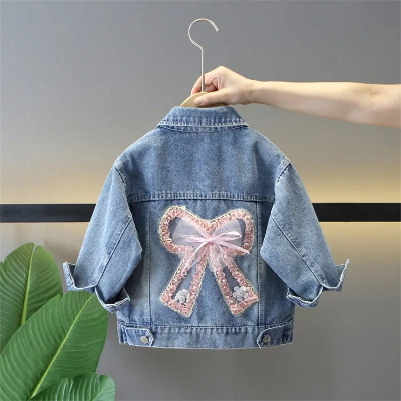 Cute Lace Bow Oversized Denim Jacket