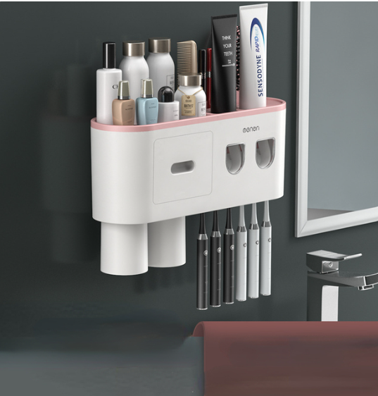 Bathroom Magnetic Adsorption Inverted Toothbrush Holder Wall - Automatic Toothpaste Squeezer Storage Rack Bathroom Accessories