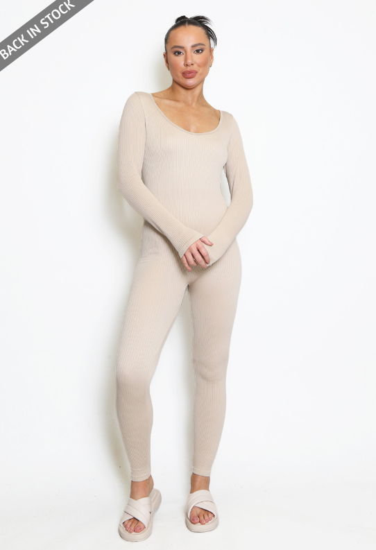 Long Sleeve Ribbed Unitard