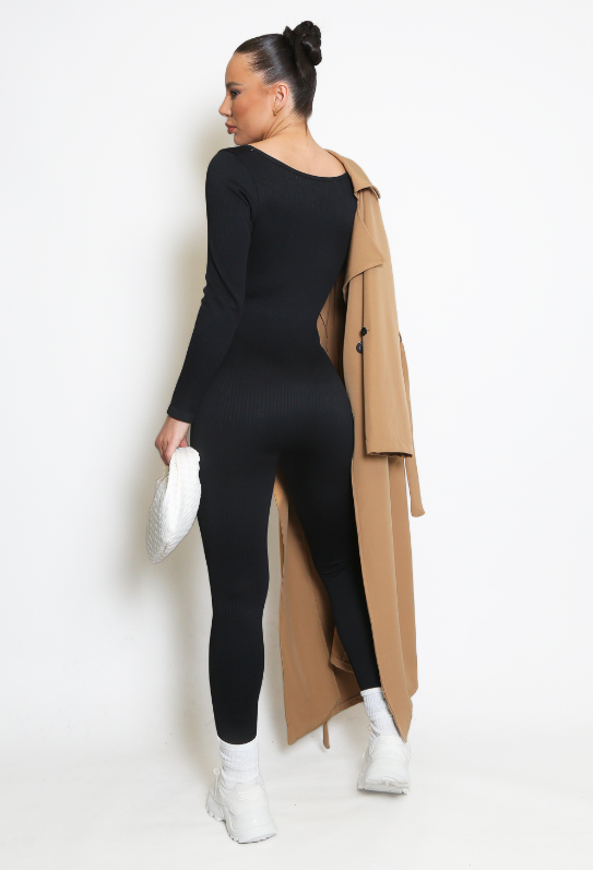 Long Sleeve Ribbed Unitard