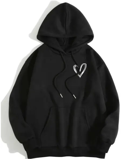 Love Heart Printed Hoodie