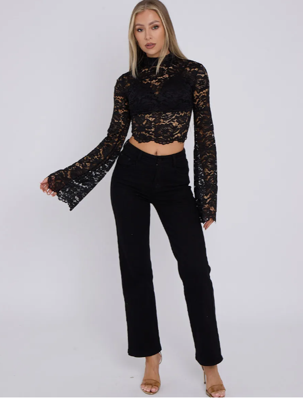 Padded Bust Lace Detail Crop Top