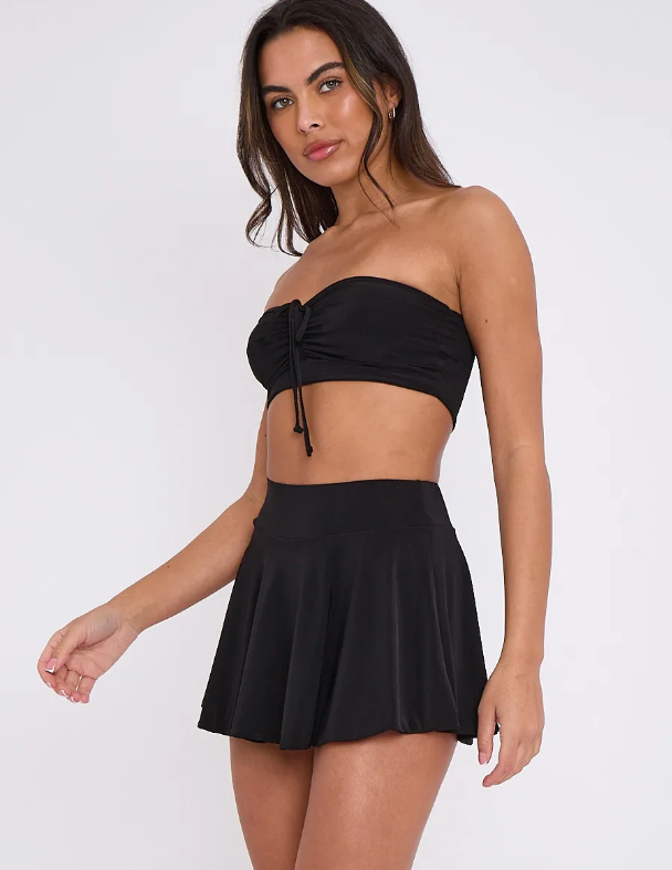 Slinky Ruched Bandeau Crop Top & Skort Co-ord