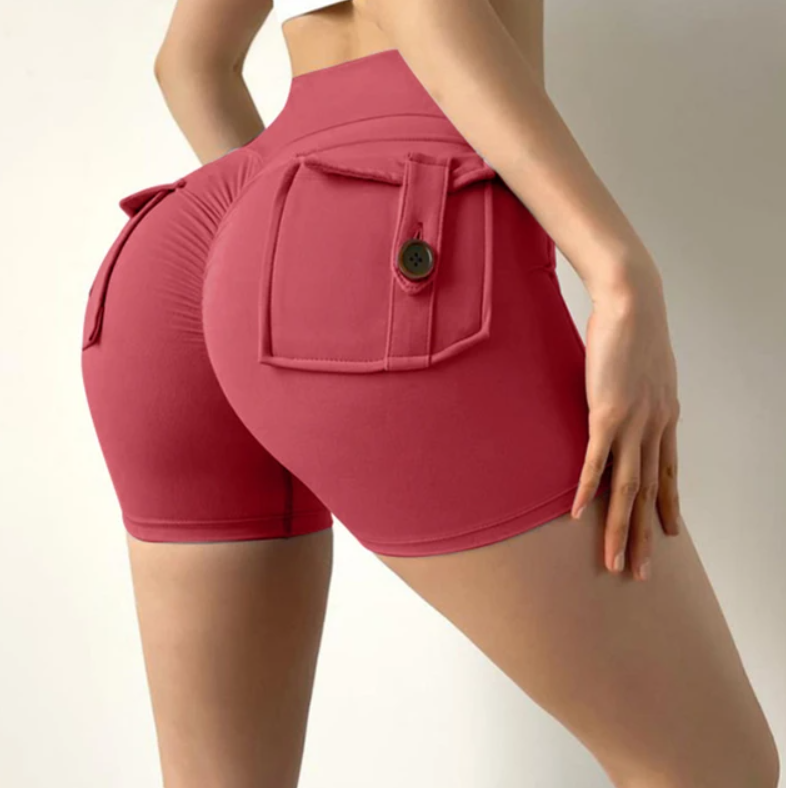 High Waist Back Pocket Gym Shorts