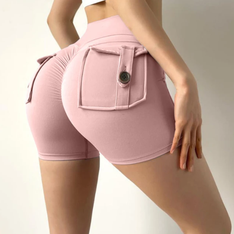 High Waist Back Pocket Gym Shorts