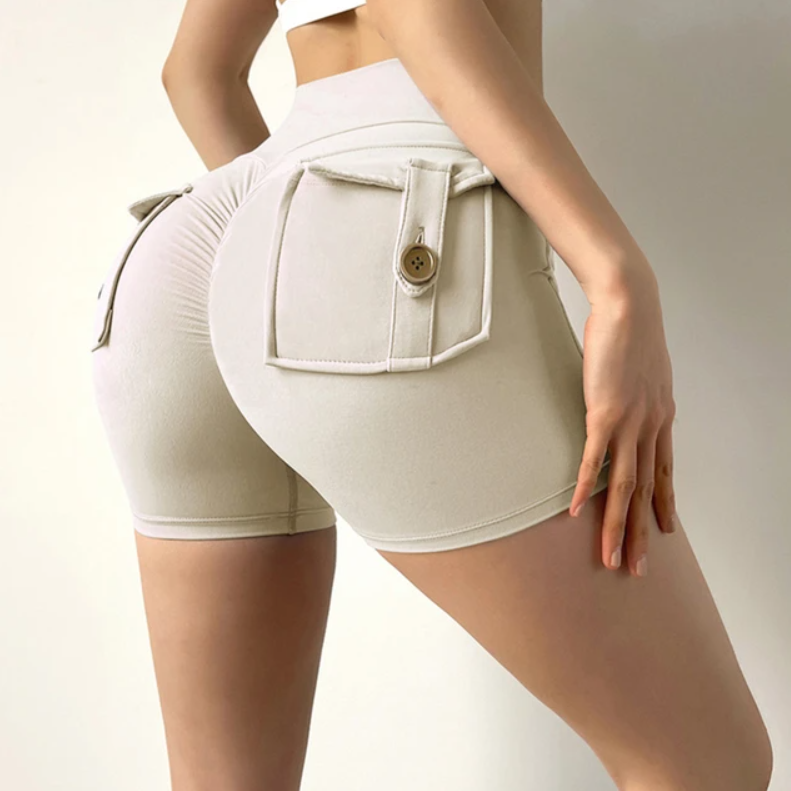 High Waist Back Pocket Gym Shorts