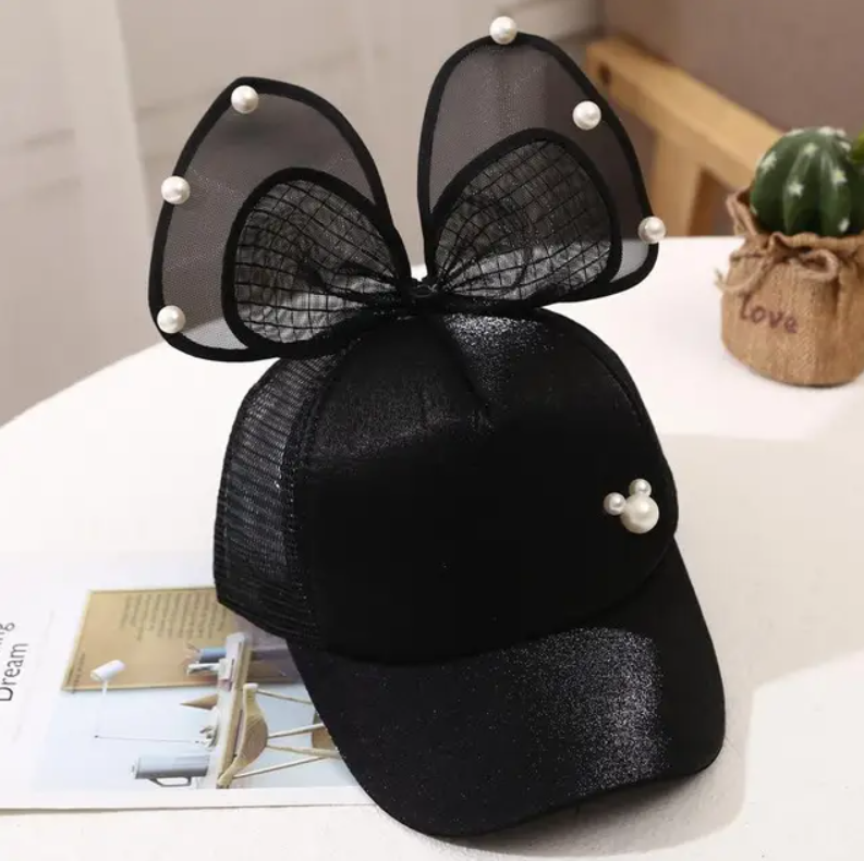 Pearl Bowknot Children's Adjustable Baseball Hat