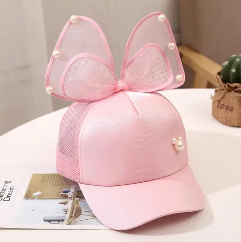 Pearl Bowknot Children's Adjustable Baseball Hat