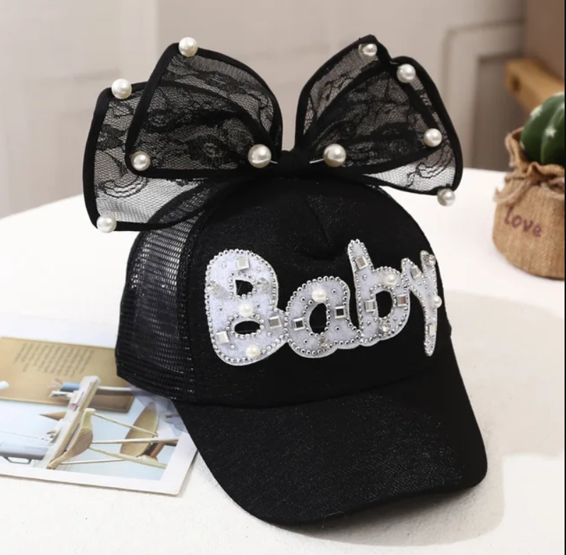 Pearl Bowknot Children's Adjustable Baseball Hat