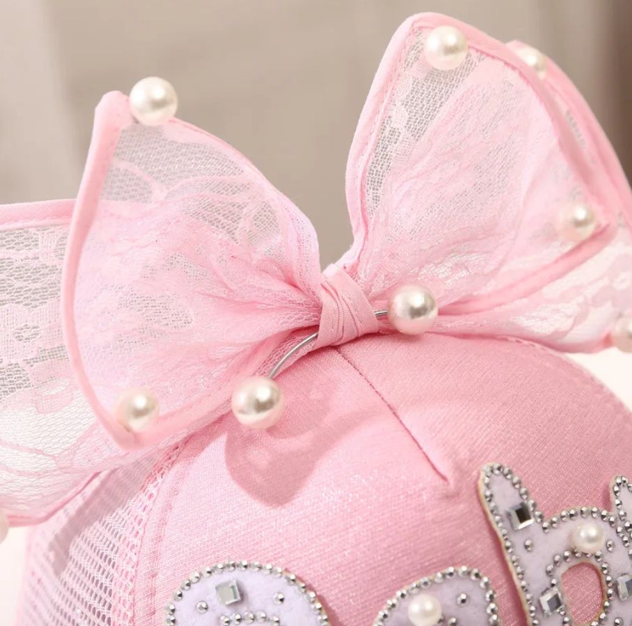 Pearl Bowknot Children's Adjustable Baseball Hat