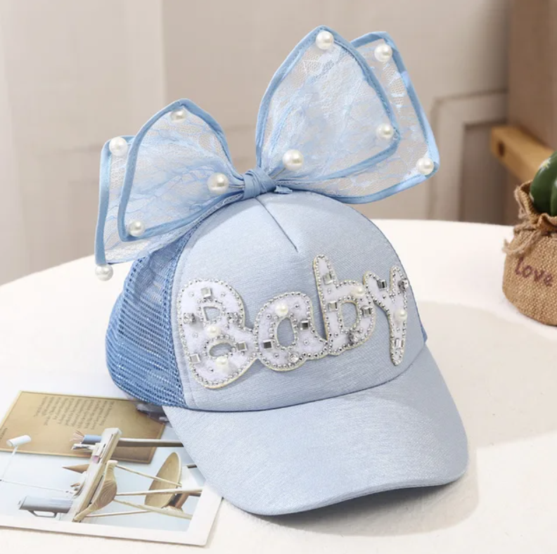 Pearl Bowknot Children's Adjustable Baseball Hat