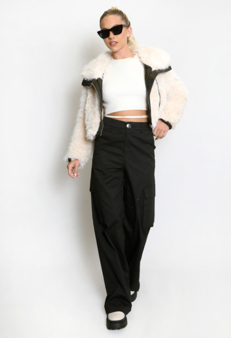 Shaggy Faux Fur Biker Jacket