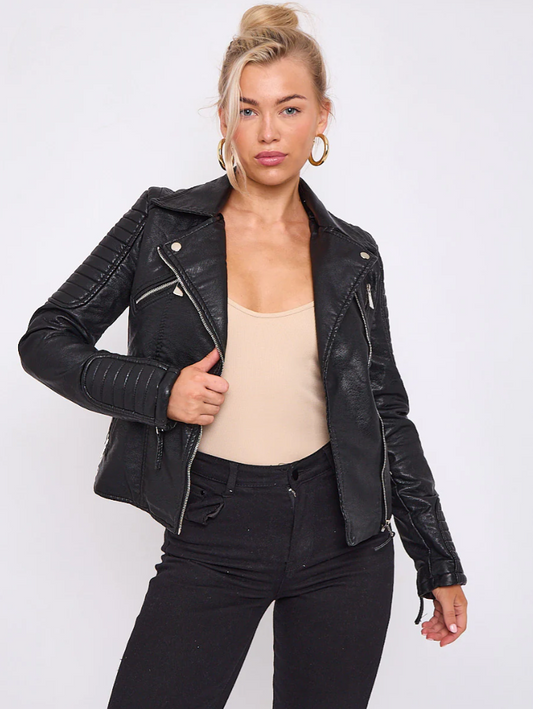 Faux Leather PU Biker Jacket