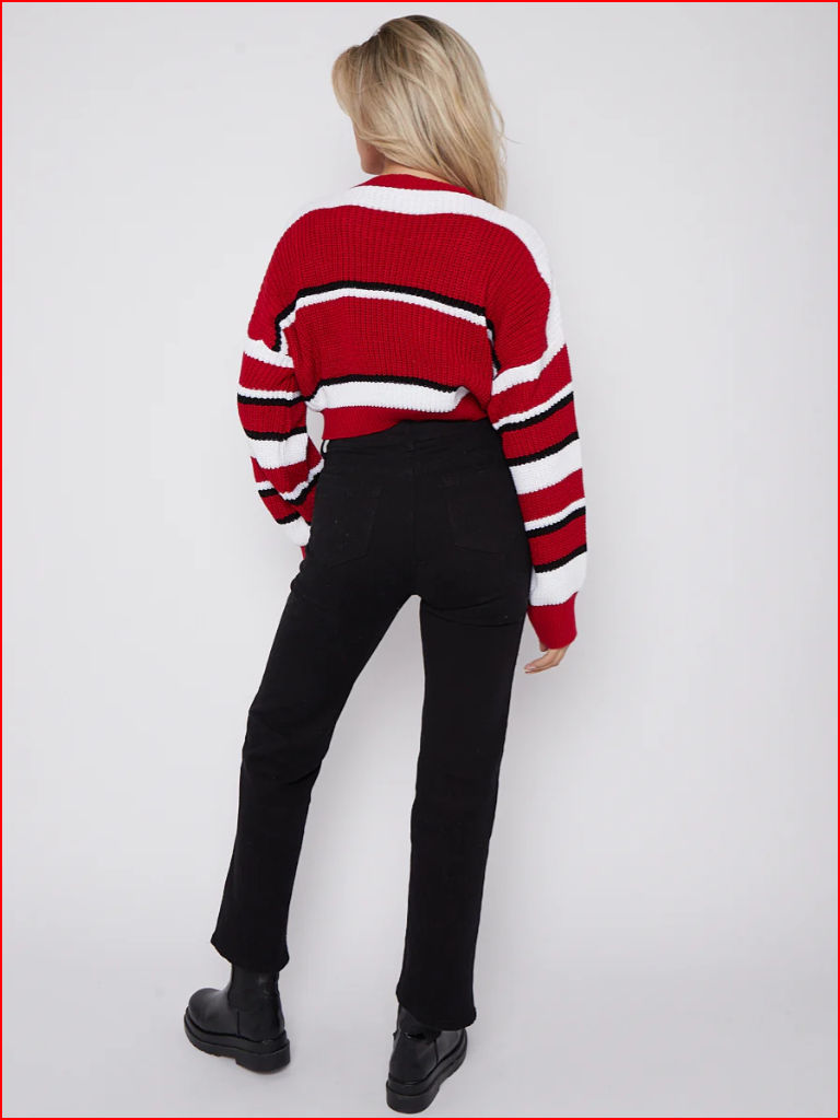 Colour Block Oversized Cropped Knitted Jumper