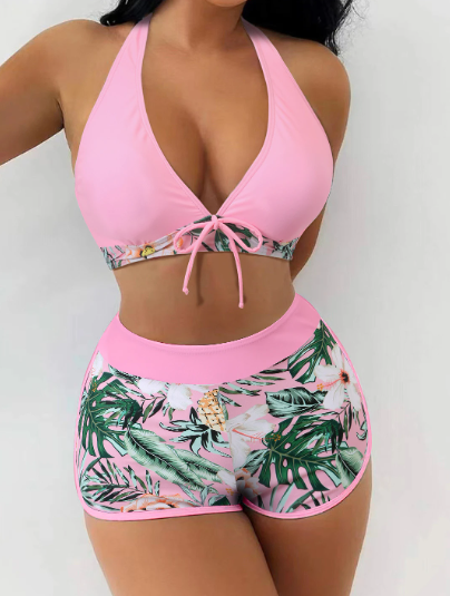 High Waist Swimming Shorts With Bikini Top