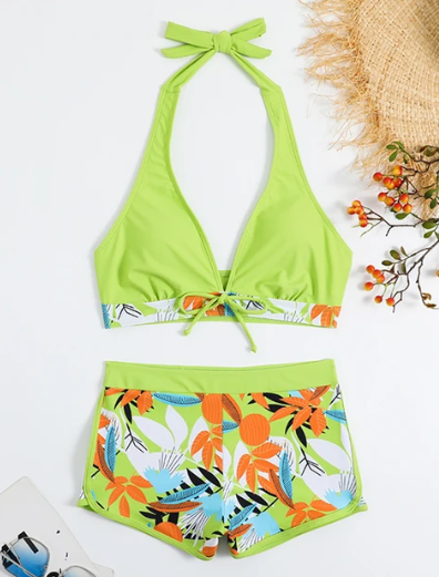 High Waist Swimming Shorts With Bikini Top