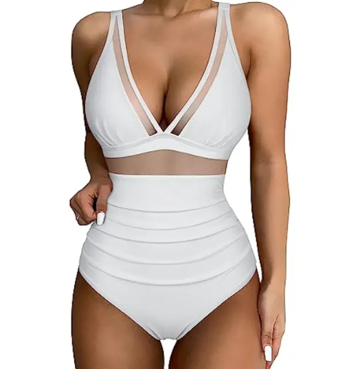 One-Piece Deep V-neck Swimsuit