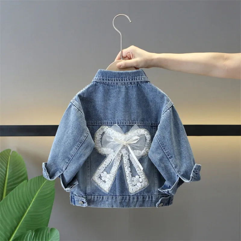 Cute Lace Bow Oversized Denim Jacket