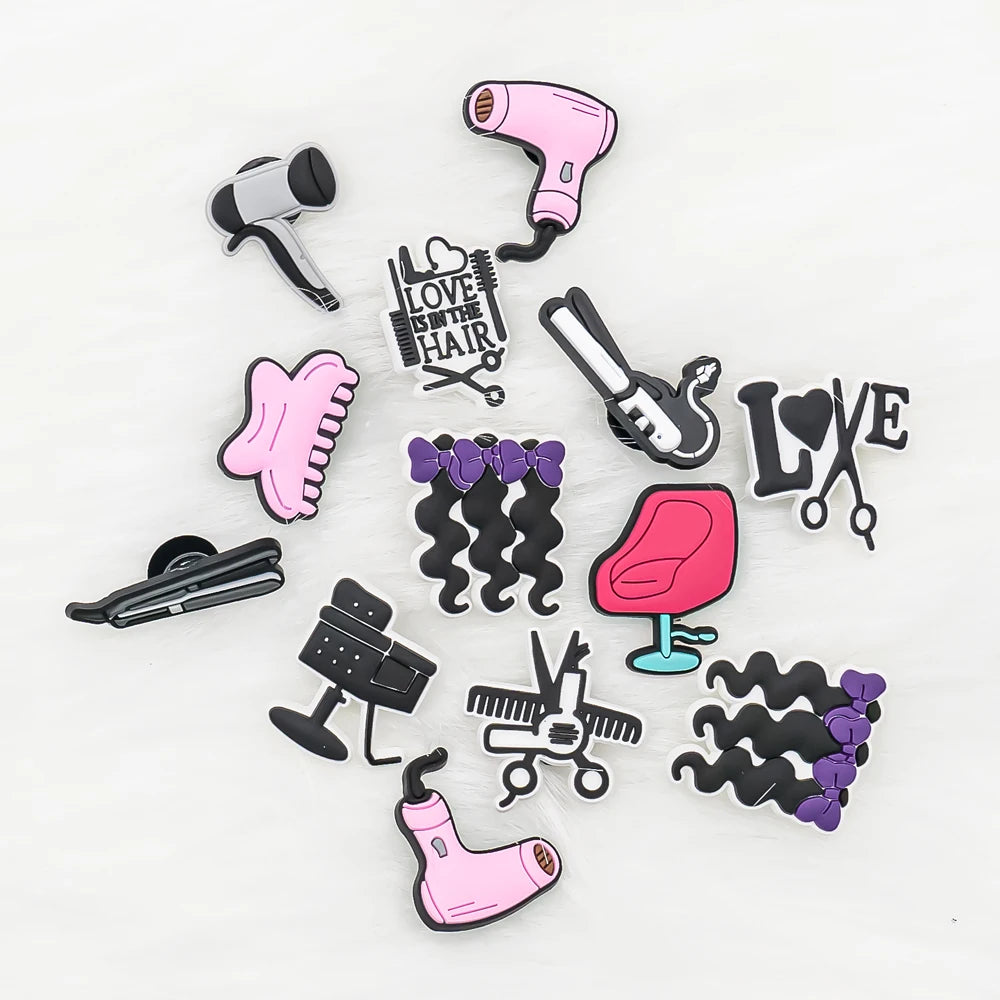 12 Pieces Beautiful Hairs Croc Charms