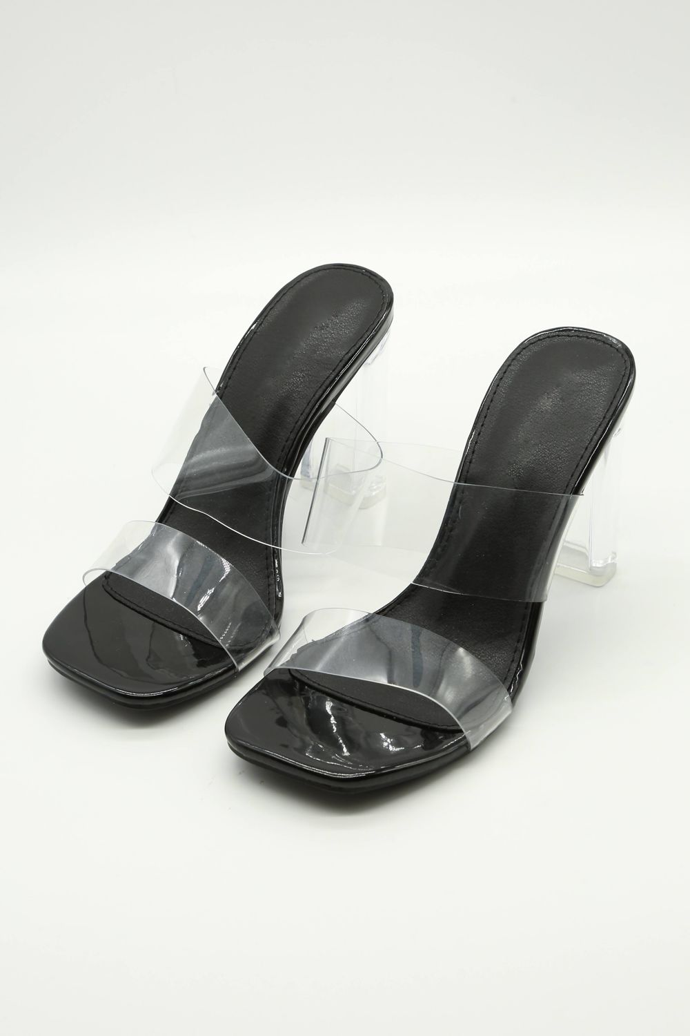 Square Toe Transparent Heeled mules