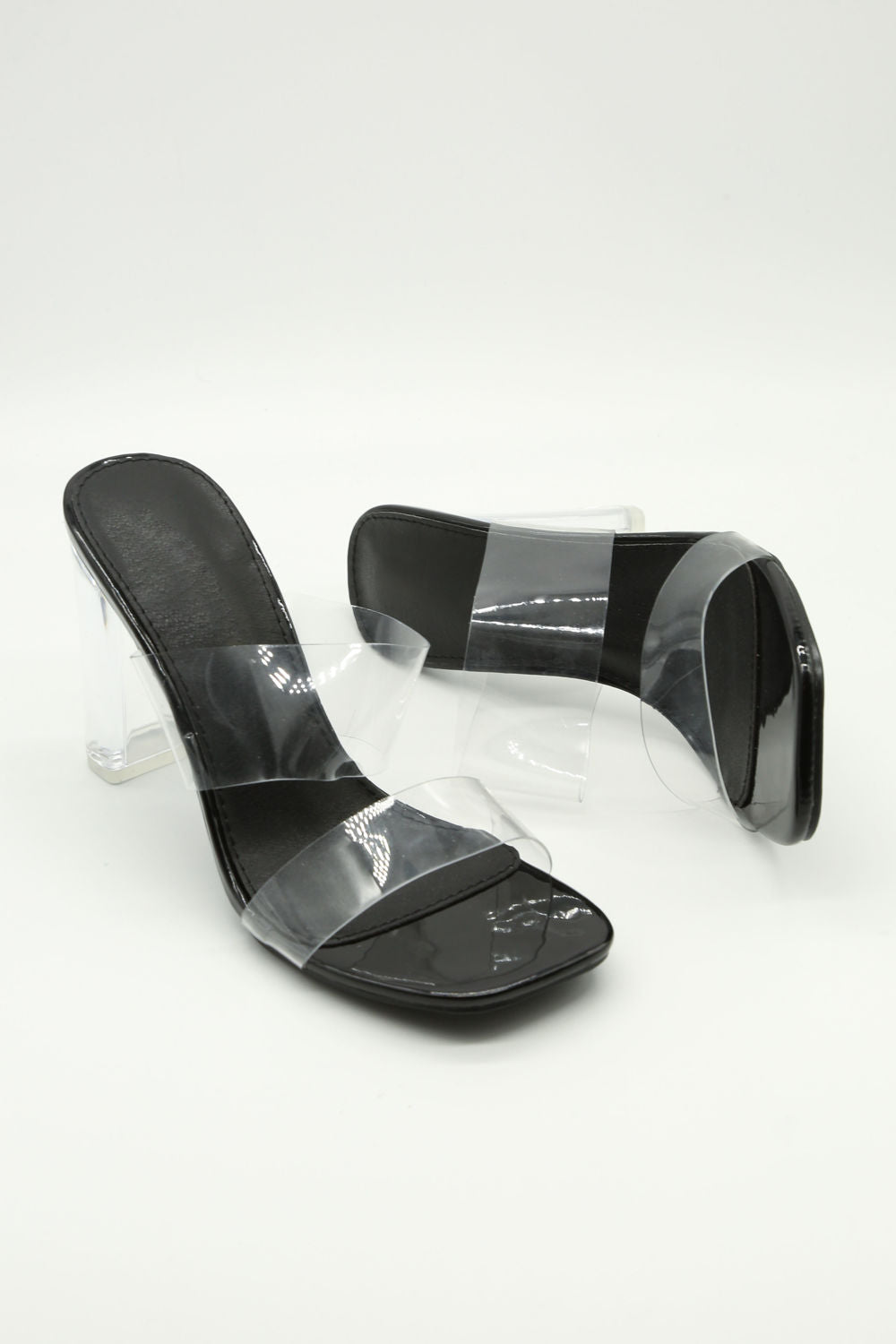 Square Toe Transparent Heeled mules