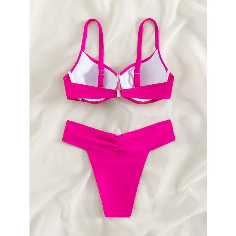 High Waisted Cotton Bikini Set