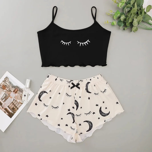 Two Piece Moon And Stars Pyjama Set