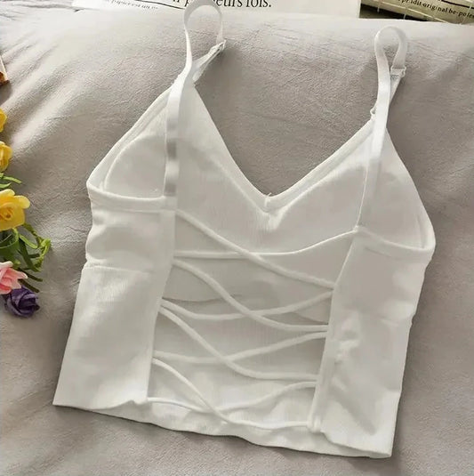 Open Back Tank Top With Built In Bra