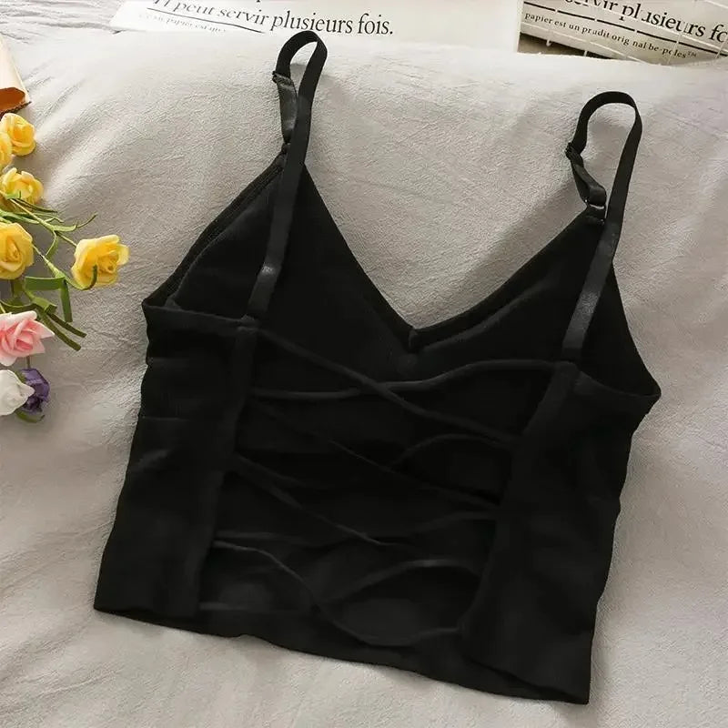 Open Back Tank Top With Built In Bra