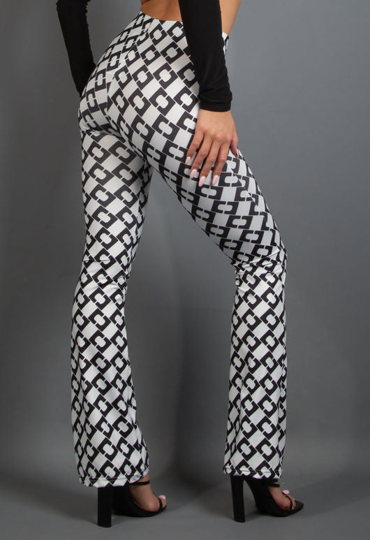 Chain Print Flare Trousers