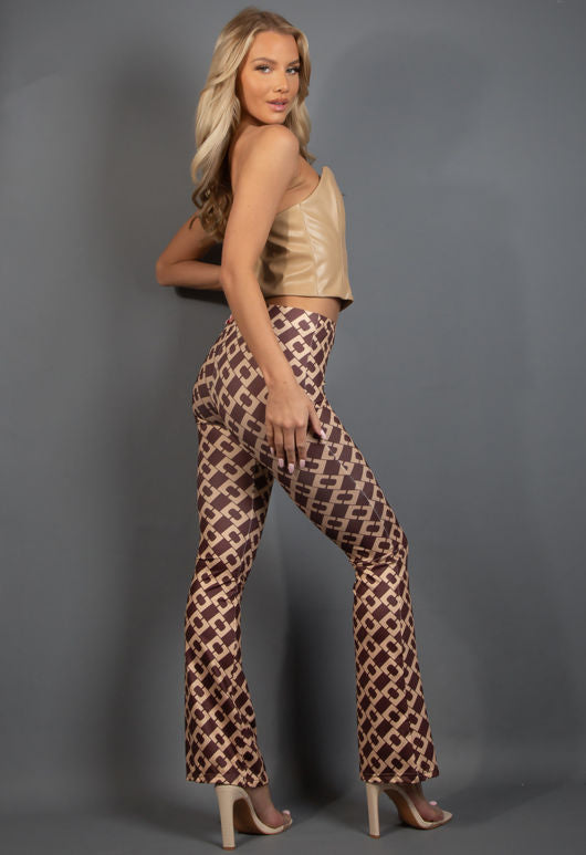 Chain Print Flare Trousers