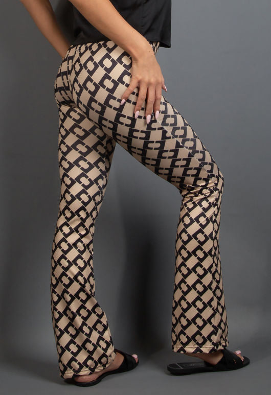 Chain Print Flare Trousers