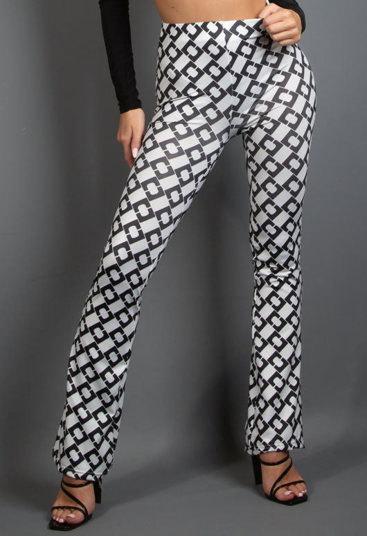 Chain Print Flare Trousers