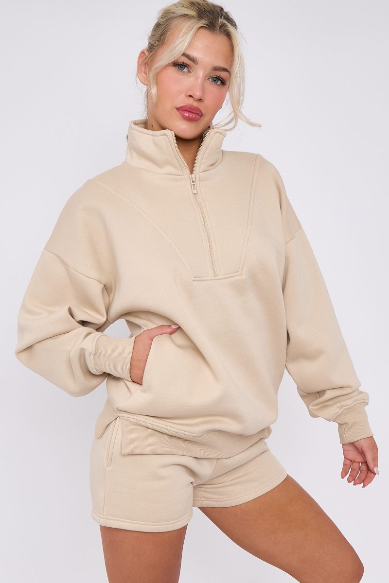 1/2 Zip Top & Shorts Fleece Co-ord