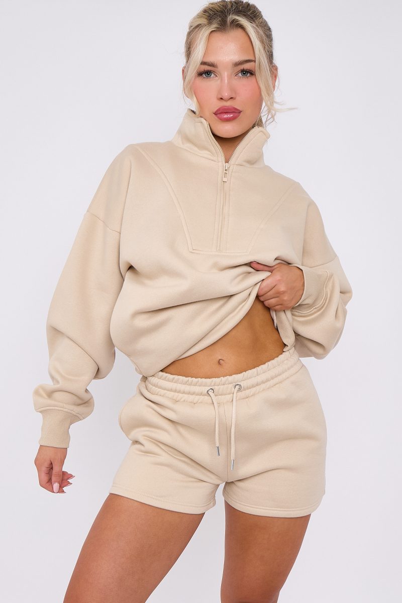 1/2 Zip Top & Shorts Fleece Co-ord