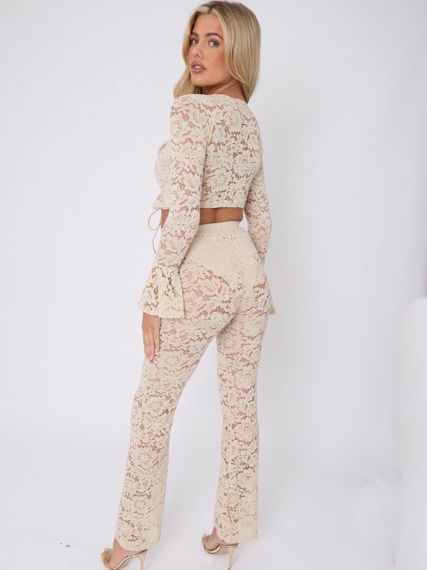 Lace Up Bell Sleeve Top & Flares Co-ord