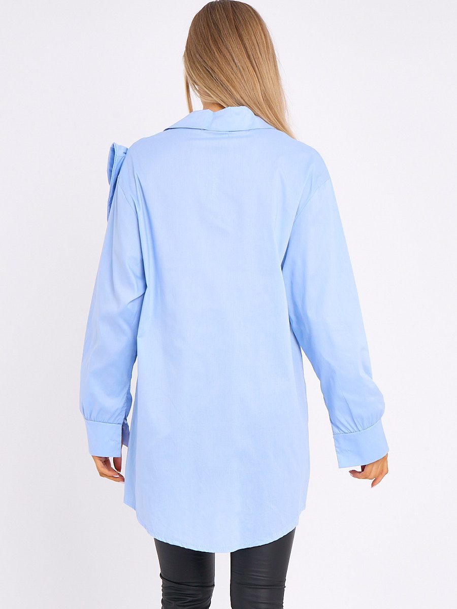 Bow Detail Oversized Buttoned Mini Shirt Dress