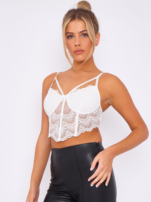 Lace Detail Corset Style Cami Crop Top