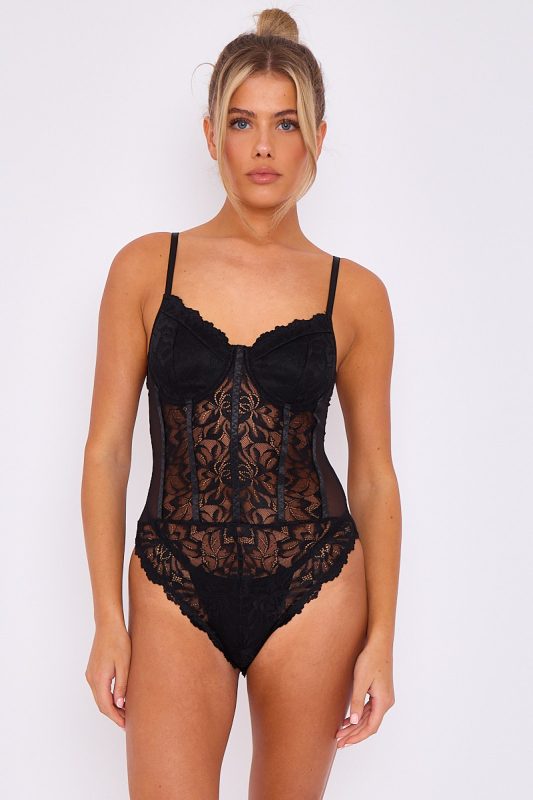 Lace Detail Corset Style Bodysuit